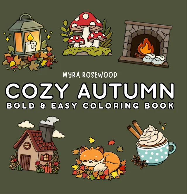 Cover of Cozy Autumn coloring book by Myra Rosewood