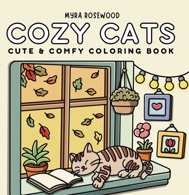 Cover of Cozy Cats coloring book by Myra Rosewood