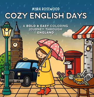 Cover of Cozy English Days coloring book by Myra Rosewood